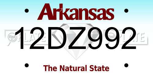 12DZ992 Arkansas License Plate