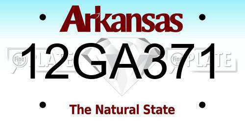 12GA371 Arkansas License Plate