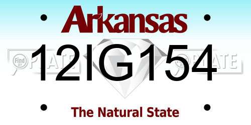 12IG154 Arkansas License Plate