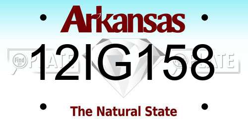 12IG158 Arkansas License Plate