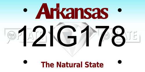 12IG178 Arkansas License Plate