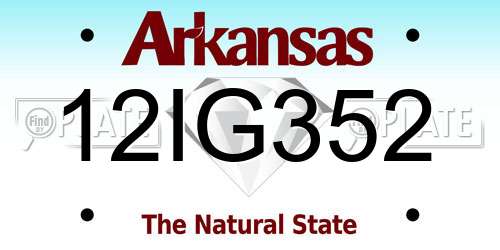 12IG352 Arkansas License Plate