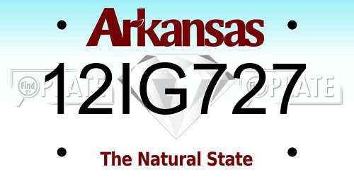 12IG727 Arkansas License Plate