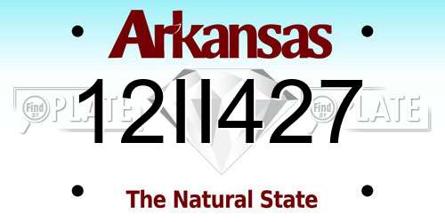 12II427 Arkansas License Plate