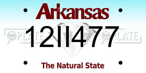 12II477 Arkansas License Plate