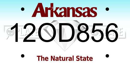 12OD856 Arkansas License Plate