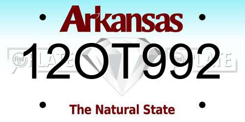 12OT992 Arkansas License Plate