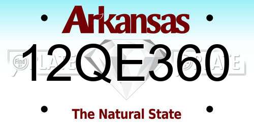 12QE360 Arkansas License Plate