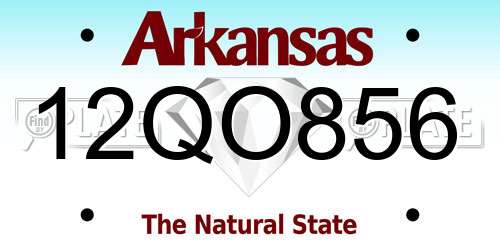 12QO856 Arkansas License Plate