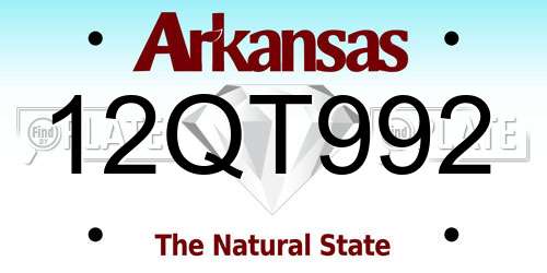 12QT992 Arkansas License Plate
