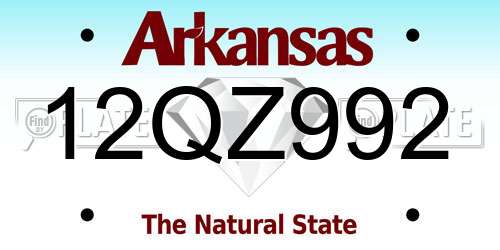 12QZ992 Arkansas License Plate