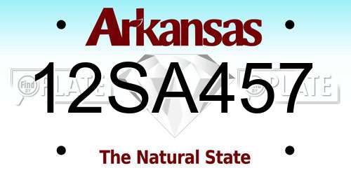 12SA457 Arkansas License Plate