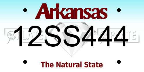 12SS444 Arkansas License Plate
