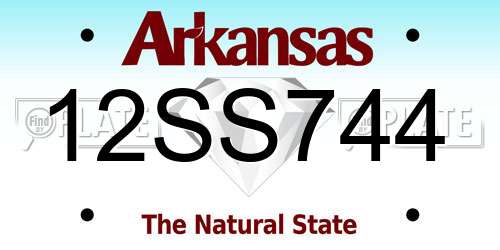 12SS744 Arkansas License Plate
