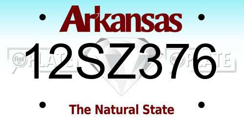 12SZ376 Arkansas License Plate