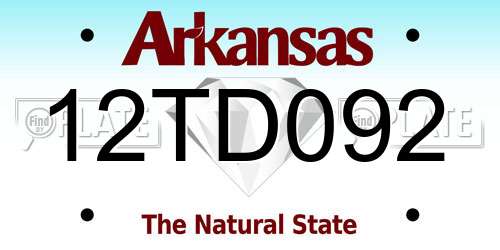 12TD092 Arkansas License Plate