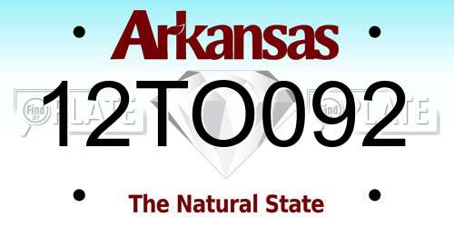 12TO092 Arkansas License Plate