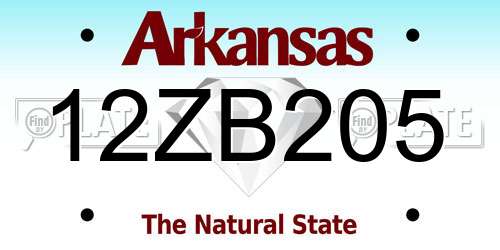 12ZB205 Arkansas License Plate
