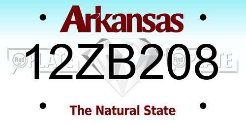 12ZB208 Arkansas License Plate