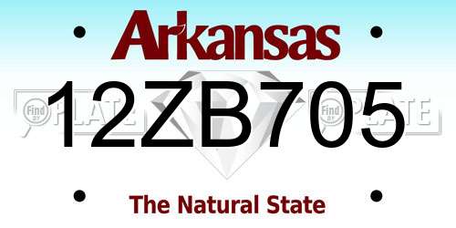 12ZB705 Arkansas License Plate