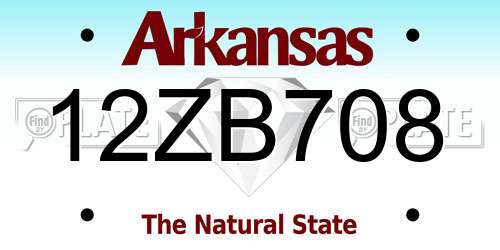 12ZB708 Arkansas License Plate
