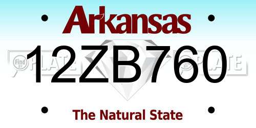 12ZB760 Arkansas License Plate