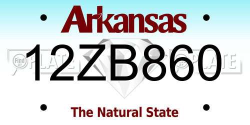 12ZB860 Arkansas License Plate
