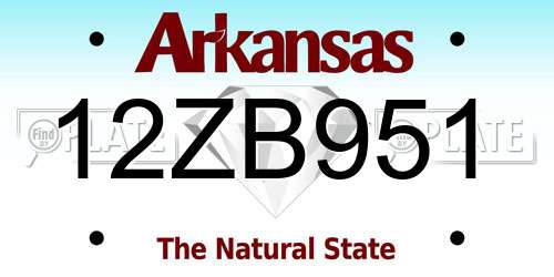 12ZB951 Arkansas License Plate