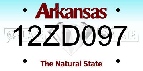 12ZD097 Arkansas License Plate
