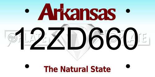 12ZD660 Arkansas License Plate