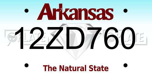 12ZD760 Arkansas License Plate