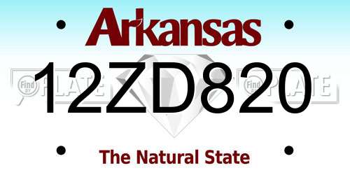 12ZD820 Arkansas License Plate