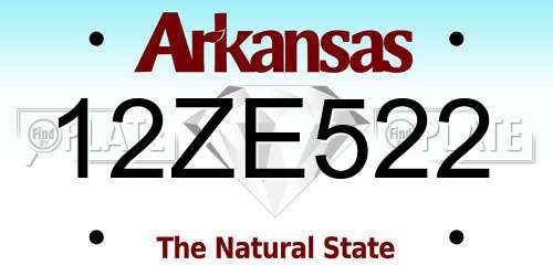 12ZE522 Arkansas License Plate