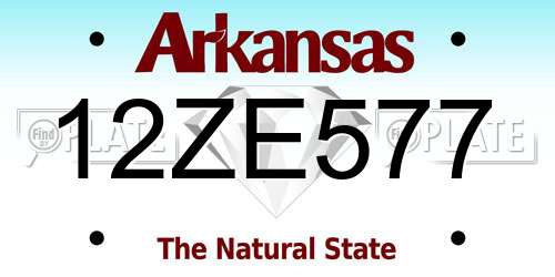 12ZE577 Arkansas License Plate