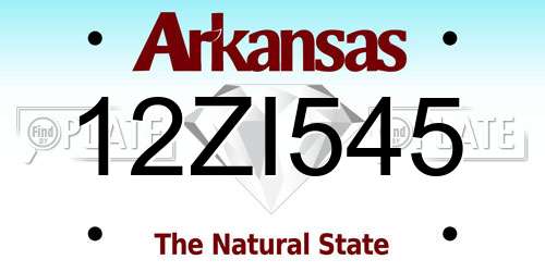 12ZI545 Arkansas License Plate