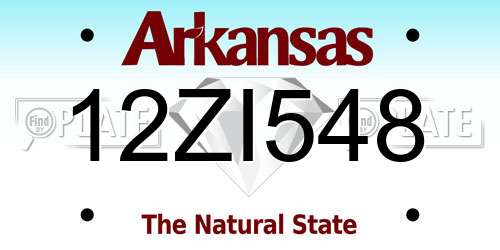 12ZI548 Arkansas License Plate