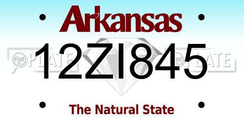 12ZI845 Arkansas License Plate