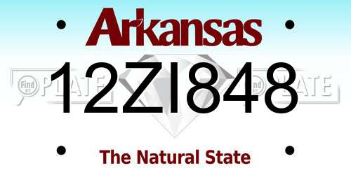 12ZI848 Arkansas License Plate