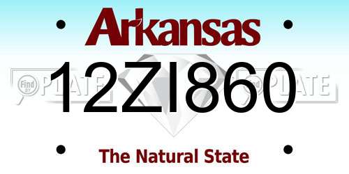 12ZI860 Arkansas License Plate