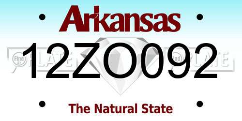 12ZO092 Arkansas License Plate