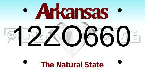 12ZO660 Arkansas License Plate