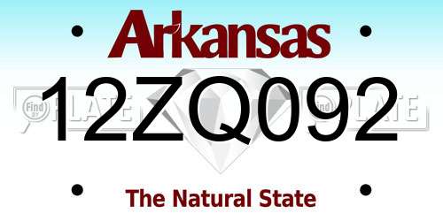 12ZQ092 Arkansas License Plate