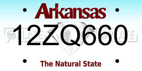 12ZQ660 Arkansas License Plate