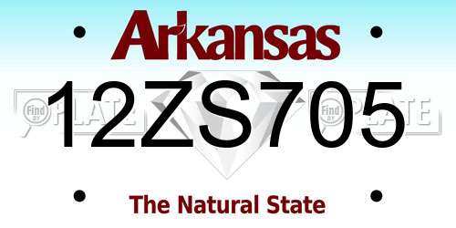 12ZS705 Arkansas License Plate