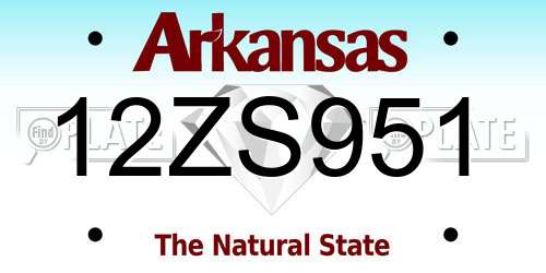 12ZS951 Arkansas License Plate