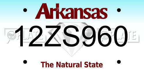 12ZS960 Arkansas License Plate