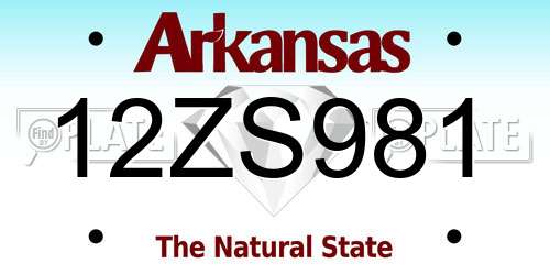 12ZS981 Arkansas License Plate