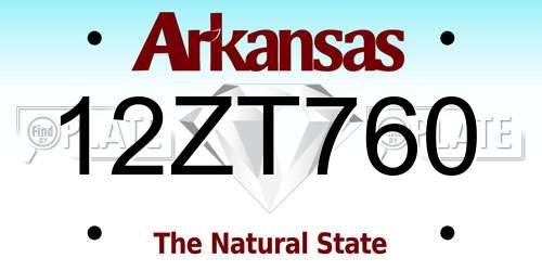 12ZT760 Arkansas License Plate