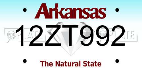 12ZT992 Arkansas License Plate