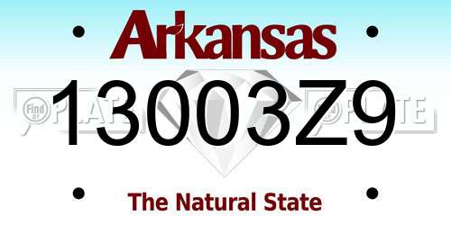 13003Z9 Arkansas License Plate
